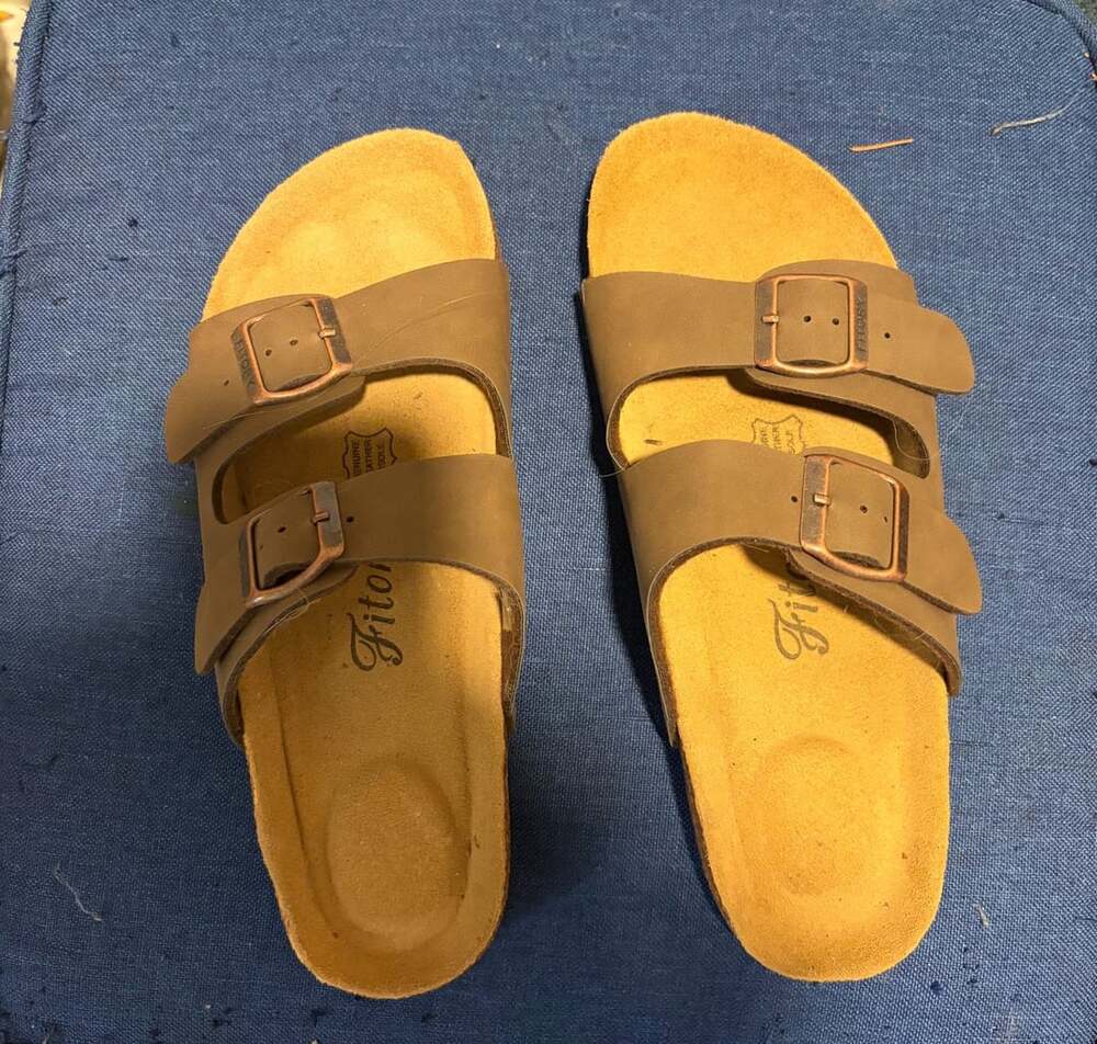 Fitory Two Strap Sandals Size 8 Brown Cork Footbed